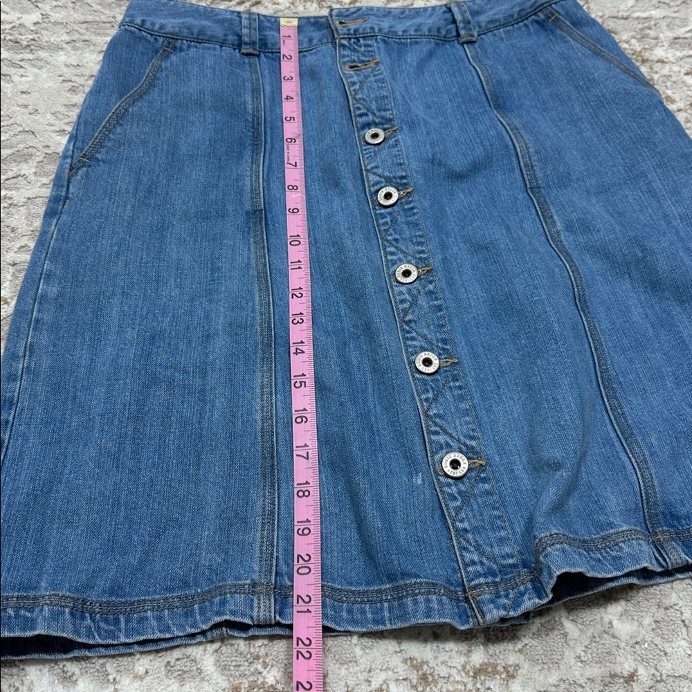 Eddie Bauer Medium Blue Denim A-Line Button-Front Skirt - Picture 7 of 9